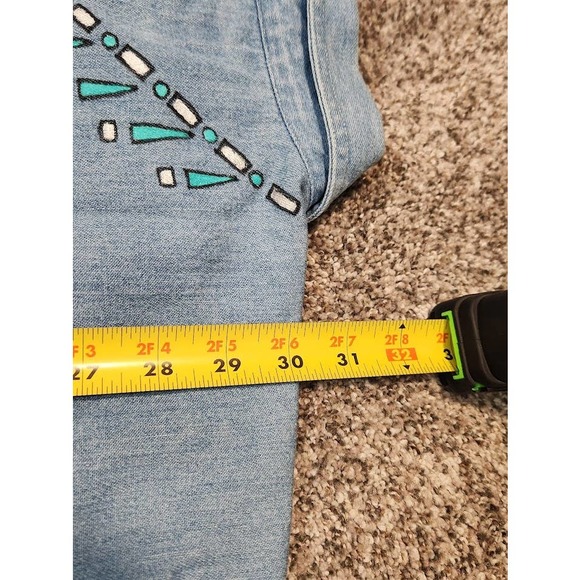 Vintage 90s Field Gear Western Embroidered Chambray Denim Shirt Womens Large L - Picture 5 of 6